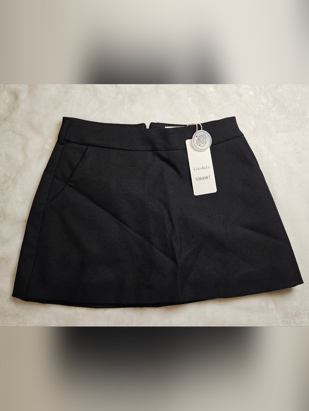 Black Mini Skirt with Clean Waistband - Picture 2 of 10
